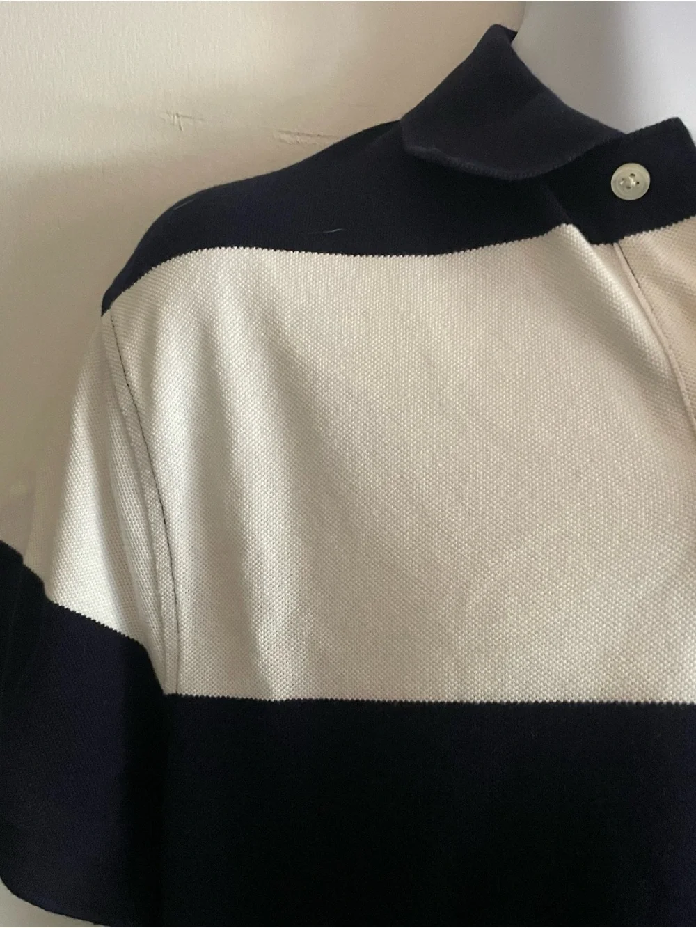 J. Crew Navy and White Wide-Stripe Polo Shirt